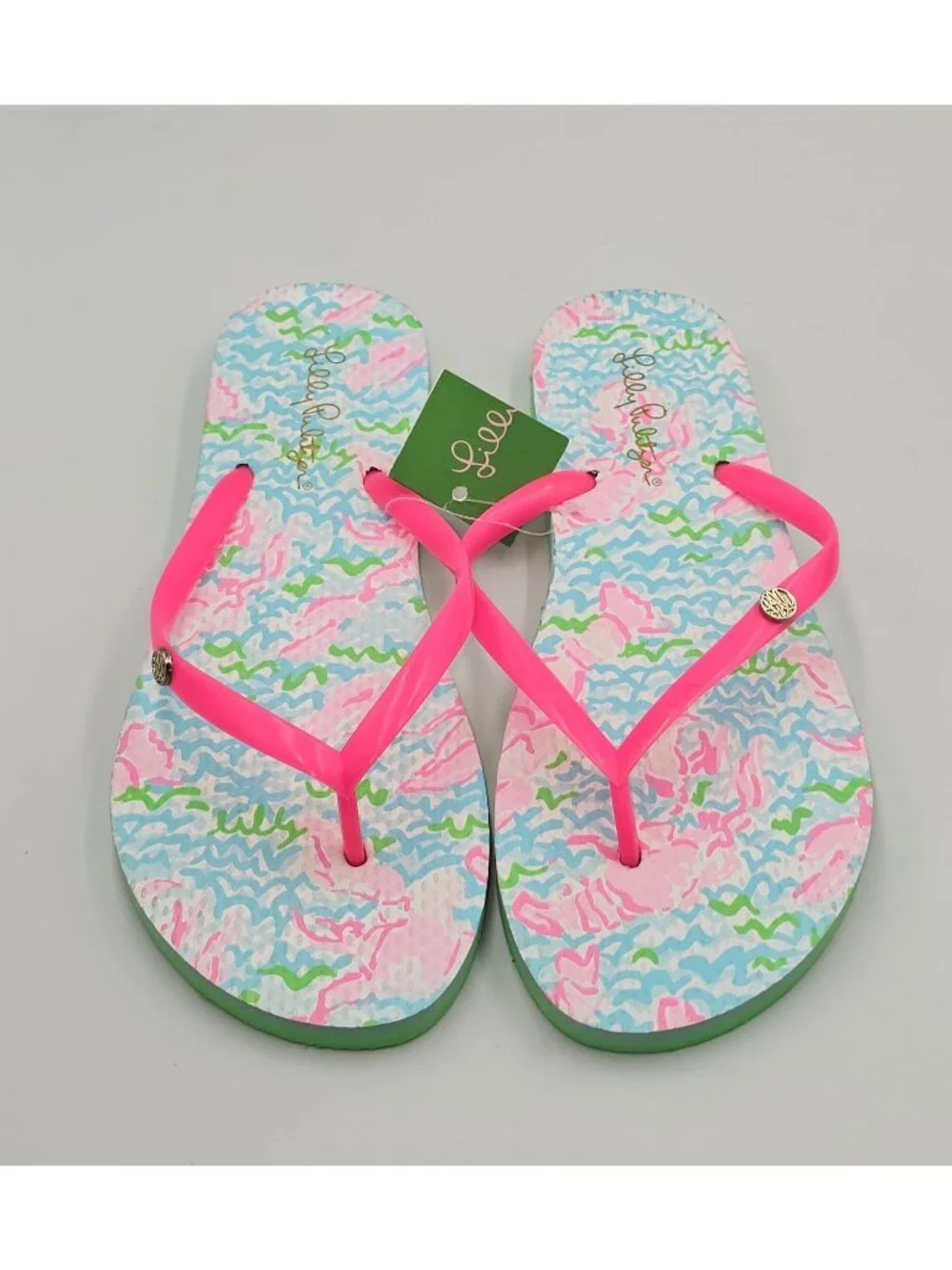 NWT Lilly Pulitzer Women's Multicolor Lobstah Roll Pool Flip-Flops Size 7/8 3751